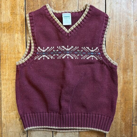 Gymboree sweater vest size 3 to 4 maroon vintage cotton knit Easter Spring - Picture 1 of 4